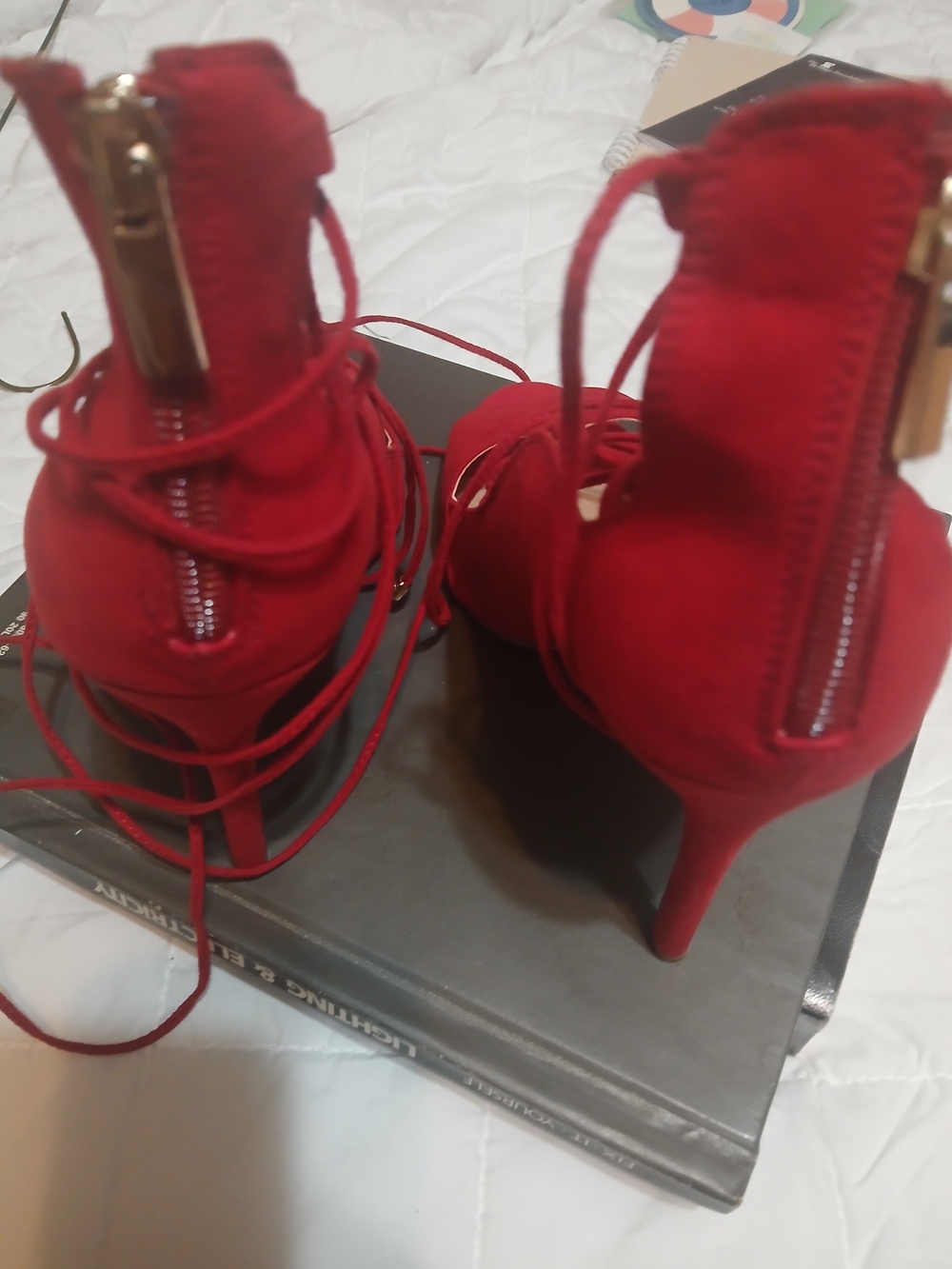 Call It Spring Red Lace-Up Heels - Picture 3 of 5